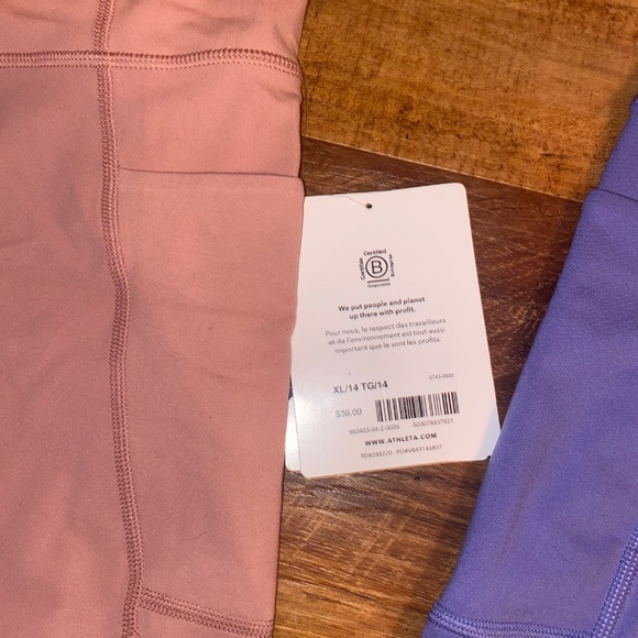 Athleta Stash Your Treasures Bike Shorts set of 2 Pink & Purple NWT XL/14 - Picture 6 of 9